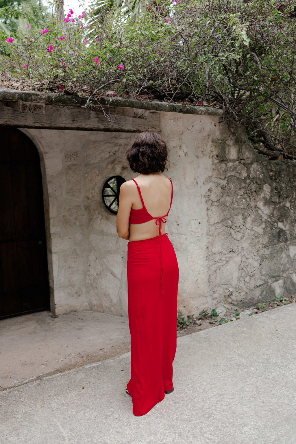TOP NUDE Red linen