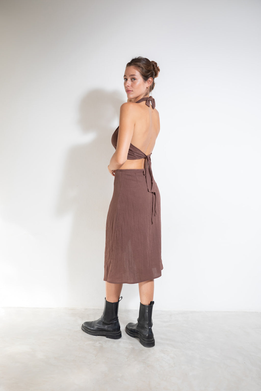 RIBBON MIDI SKIRT  Almond
