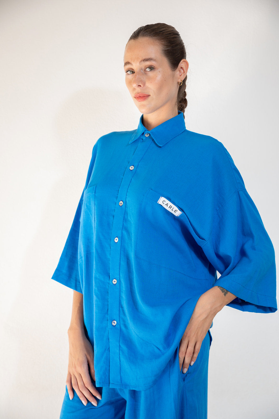 SEASIDE SHIRT Electric blue linen