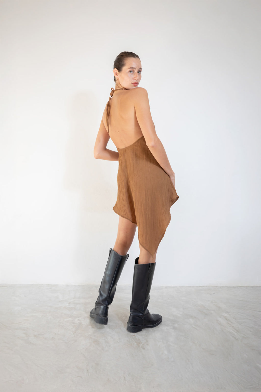RIBBON dress caramel