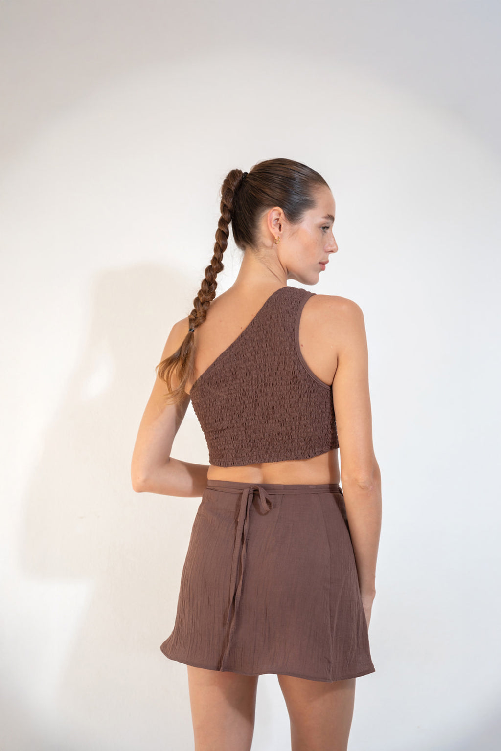 RIBBON SHORT SKIRT  Almond