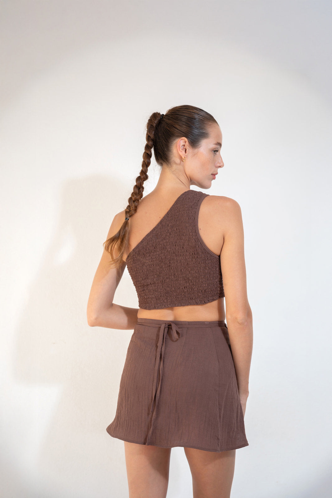 RIBBON SHORT SKIRT  Almond