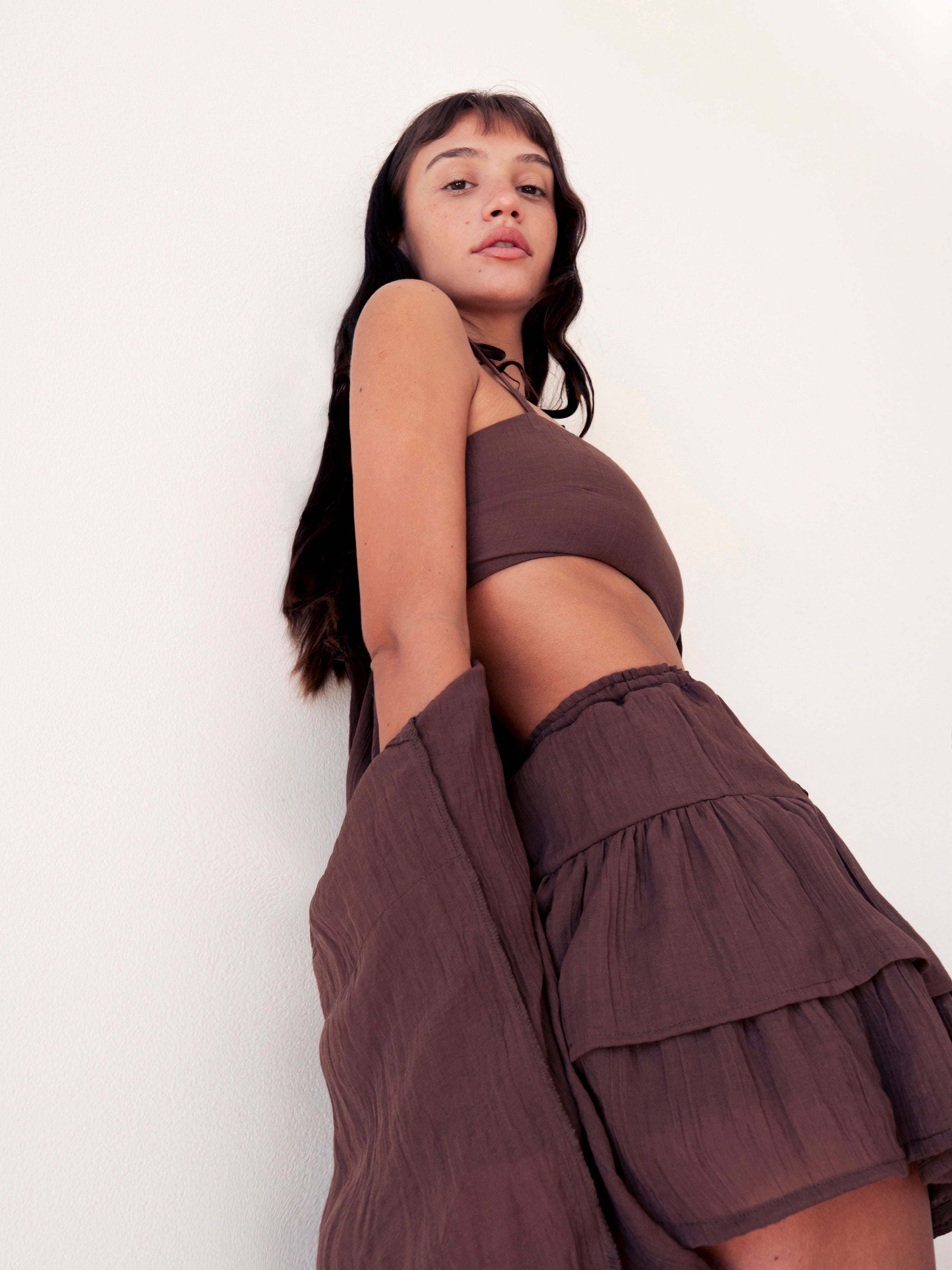 RUFFLE SKIRT Almond